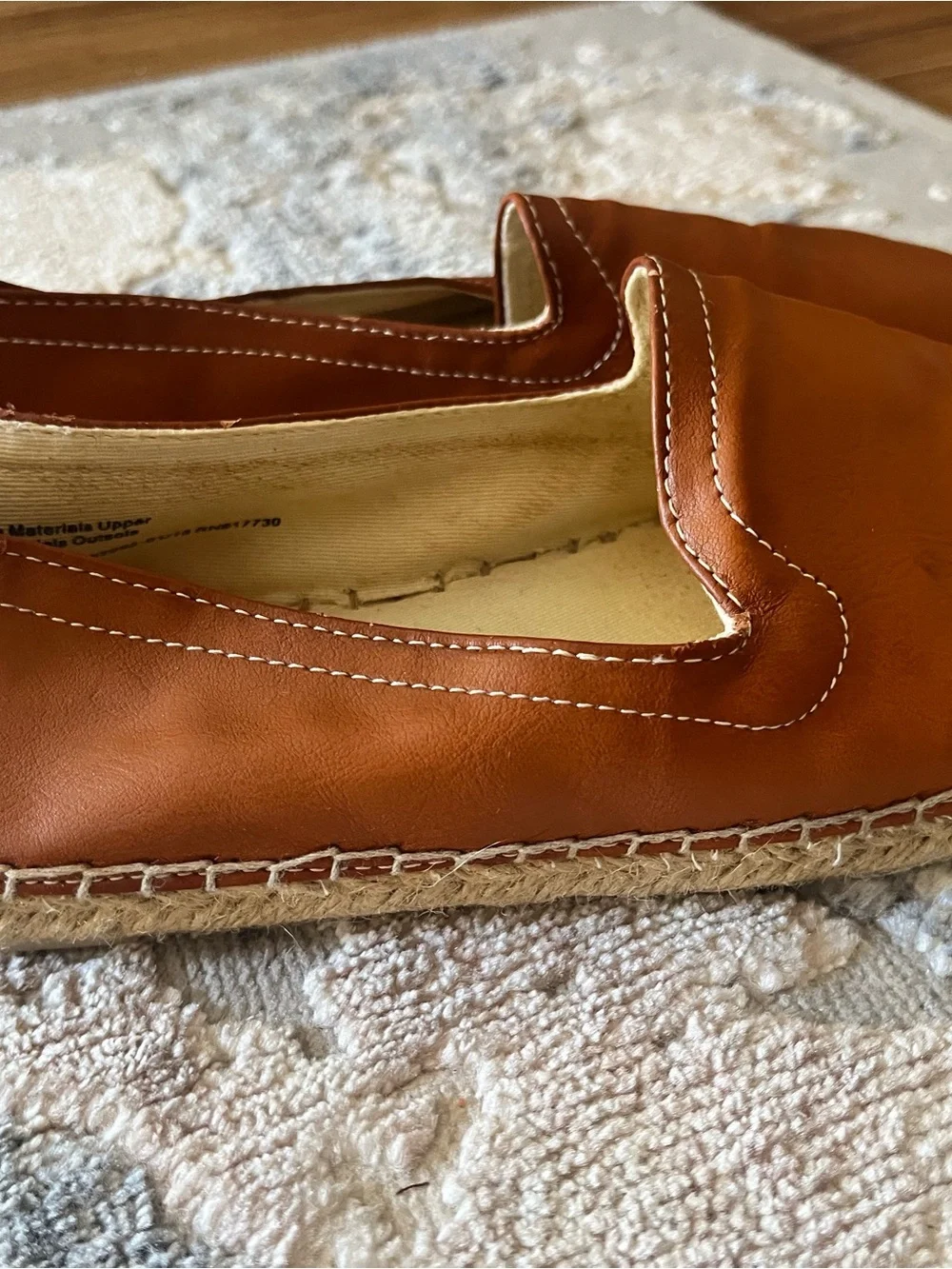 Leather Espadrille Slip-On Shoe in Cognac
